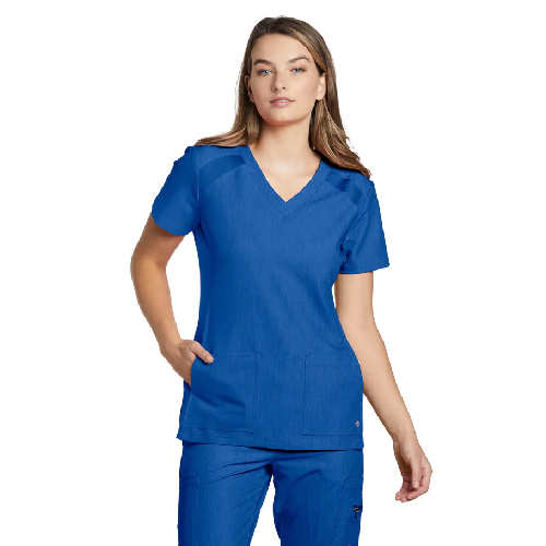 White Cross 4-Pocket V-Neck Scrub Top Image