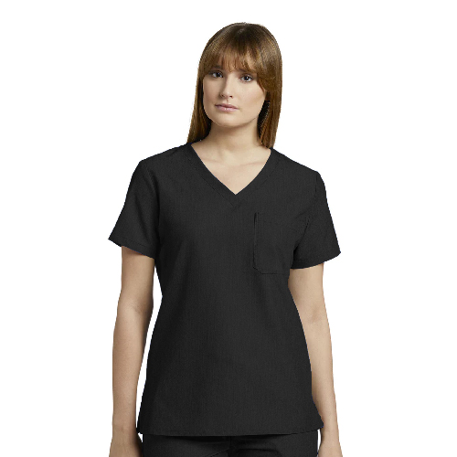 White Cross 1-Pocket V-Neck Scrub Top Image