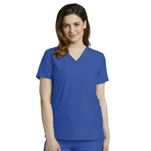 White Cross 3-Pocket V-Neck Scrub Top Image